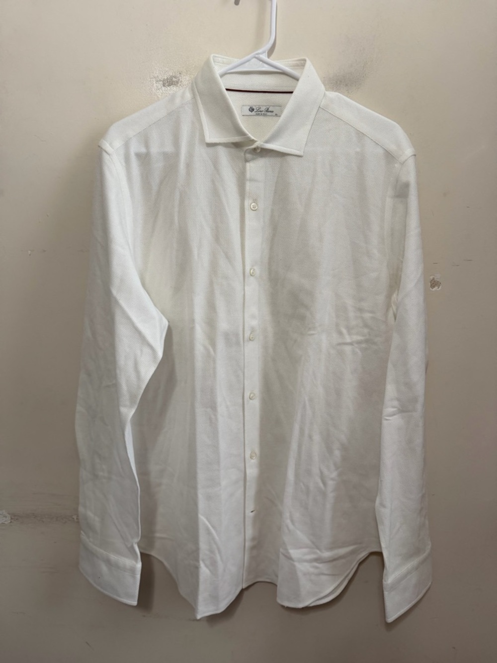 Loro Piana white textured long-sleeve button-up shirt Men’s Size X-Large - Picture 2 of 16